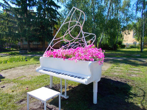 Клумба з квітами у формі роялю з’явилася у Чернігові