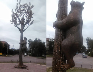 У Сосниці становили шестиметрову скульптуру ведмедя на сосні